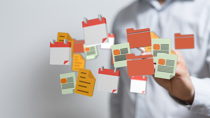 Abstract concept of online data storage and cloud computing, file management and organization....