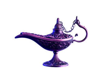 Magical Purple Oil Lamp with Ethereal Blue Fire – Smoke Effect PNG
