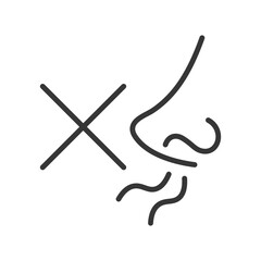 do not inhale the sign, no smell icon, thin line vector illustration eps10