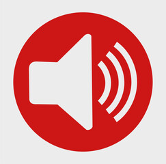 Red Circle with White Sound Wave Icon — Minimal Flat Design