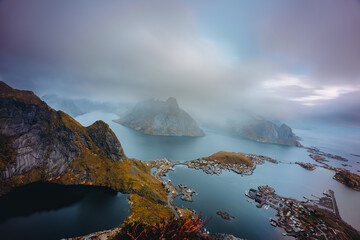 View from Reinebringen on the Norwegian Lofoten Islands
