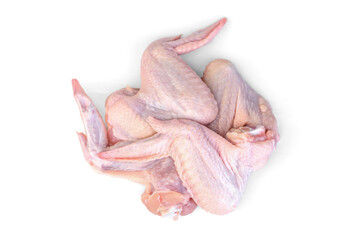 Raw chicken wings isolated on white background.