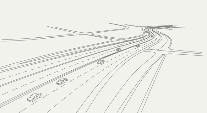 Minimalist Highway Scheme Illustrating Automated Transport and Connected Mobility Systems