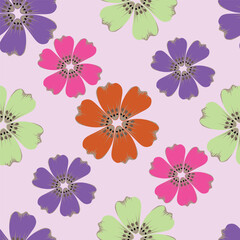 Exotic hand drawn flowers, seamless patterns with floral for fabric, textiles, clothing, wrapping paper, cover, banner, home decor, abstract backgrounds