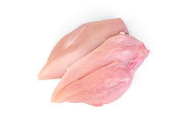 Raw chicken fillet isolated on white background.