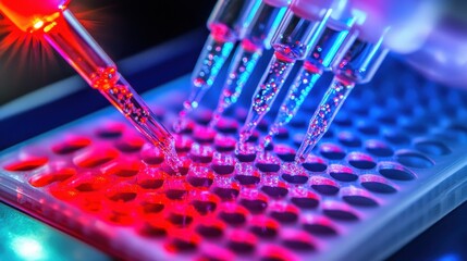 Droplets of Liquid Being Dispensed in a Digital PCR Analysis