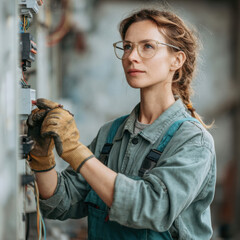 Artisan Woman Working: Female Craftsman in a Workshop Setting.