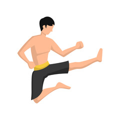 Agile Male Martial Artist Executing a Dynamic Mid-Air Kick with Force and Precision