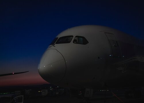Airplane on Runway at Sunrise &ndash; Aviation and Travel Concept