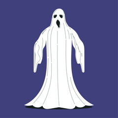Spooky White Ghost Illustration for Halloween and Scary Themed Designs
