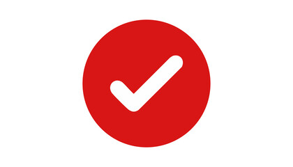 Red circle tick - alert confirmation, accepted symbol