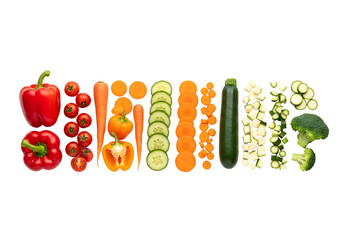 Colorful Vegetable Array Fresh Sliced and Ready to Cook.