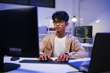 Development programmer working in website a software and coding technology