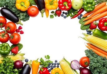 Vibrant Vegetable and Fruit Frame: A Colorful Culinary Border.