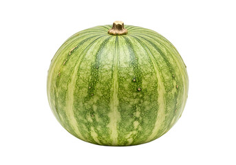Striking Green Pumpkin Isolated on White Background.