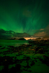 Beautiful Northern Lights in the Norwegian Lofoten Islands