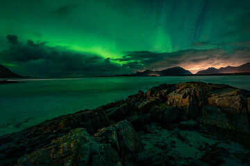 Beautiful Northern Lights in the Norwegian Lofoten Islands