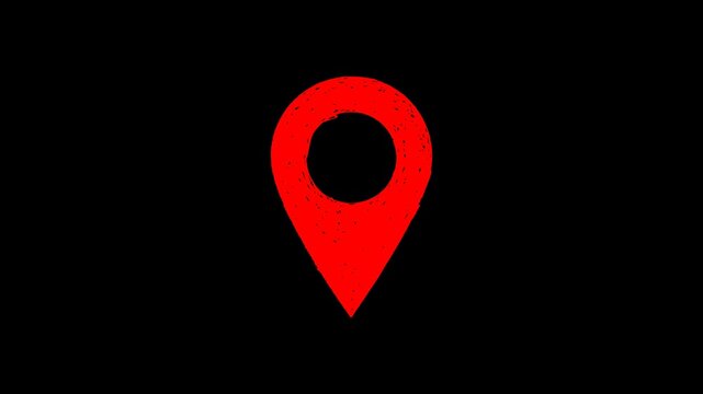 Stop-motion location icon animation, GPS icon, perfect for maps, navigation apps, and websites, featuring frame-by-frame stop-motion animation on a black background.