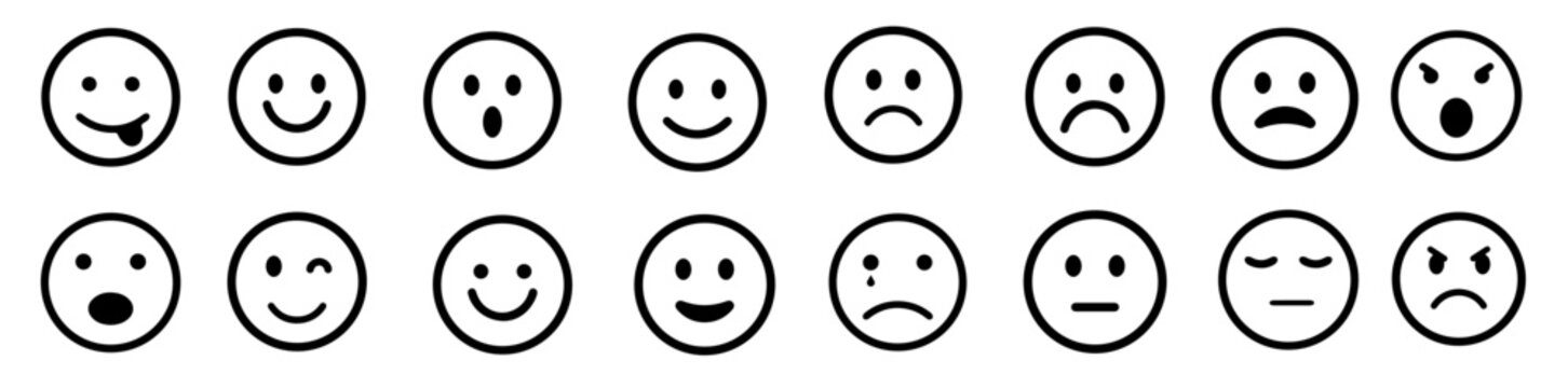 vector Emoticons set Emoji faces collection, User Experience Review System