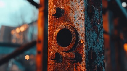 Weathered metal girder showing signs of rust and corrosion