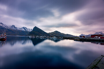harbor in Fredvang on the Lofoten Islands of Norway