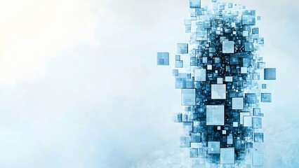 Abstract design with a cluster of blue and gray cubes, creating a modern, technological feel