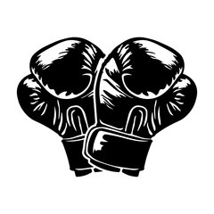 Black illustration of boxing gloves without background