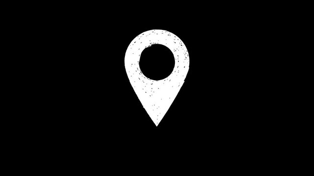 Stop-motion location icon animation, GPS icon, perfect for maps, navigation apps, and websites, frame-by-frame stop-motion animation on a black background.