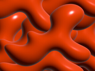 Abstract 3d red organic shapes, seamless fluid blob pattern background