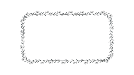 Elegant square frame with delicate floral vine pattern isolated on transparent background