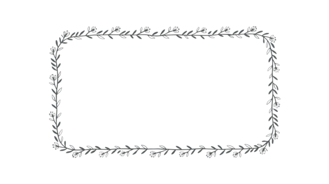 Elegant square frame with delicate floral vine pattern isolated on transparent background