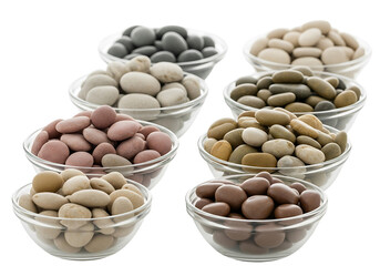 Colorful Chocolate River Stone Candies in Glass Bowls.