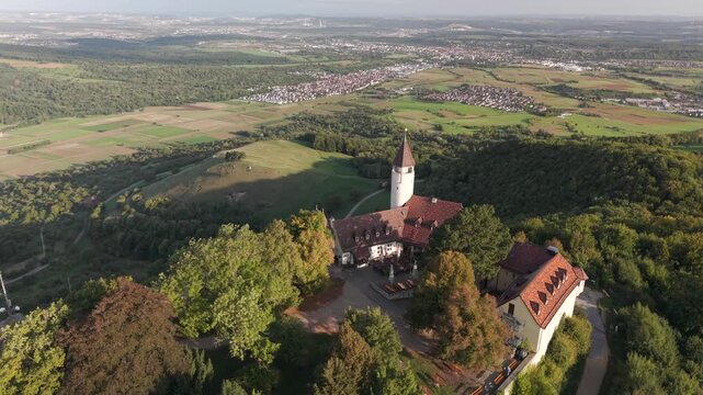 Fly with me along the Swabian castle Teck during autumn season phase