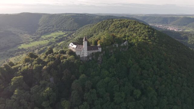 Fly with me along the Swabian castle Teck during autumn season phase