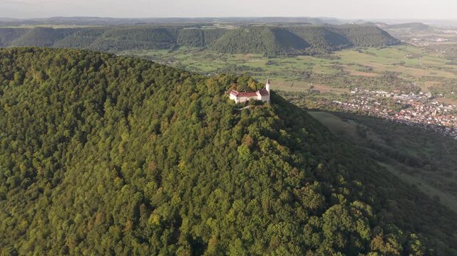 Fly with me along the Swabian castle Teck during autumn season phase