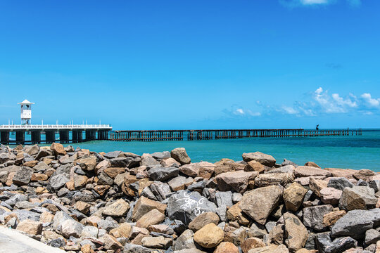 Bridge of the English at the Iracema beach, Fortaleza, Ceara in Brazil. Historical patrimony of Fortaleza