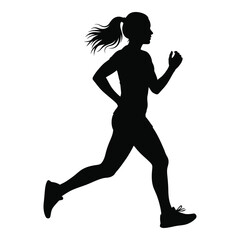 Silhouette of a fit woman running dynamically in motion outdoor activity silhouette silhouette