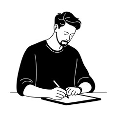 Man focused on digital drawing using a stylus on a tablet, representing creativity, art, and modern design work.