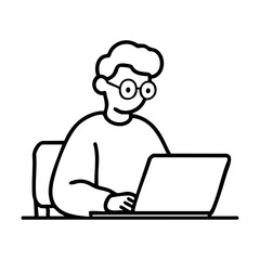 A focused student sitting at a desk and typing on a laptop, symbolizing e-learning, online exams, studying, and digital education.