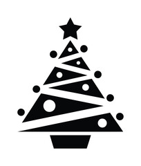 Vector graphic of a modern christmas tree with decorations