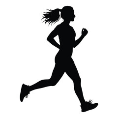 Silhouette of a woman running fast fitness sports activity motion graphic silhouette