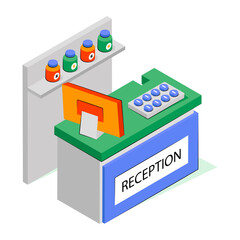 isometric design illustration of hospital reception 