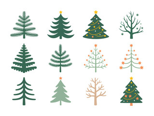 Obraz premium Decorative Christmas trees festive holiday vector illustration