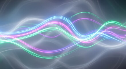 Naklejka premium Vibrant neon waves of light flowing in a futuristic abstract pattern