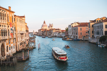 Venice Canal View, Romantic Italian Cityscape with Gondolas and Historic Architecture