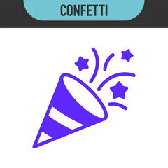 confetti line icon in white, black and colors. confetti flat vector icon from confetti collection for web, mobile apps and ui