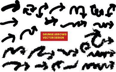 Black grunge arrows set on white background vector