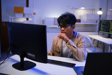 Development programmer working in website a software and coding technology