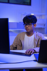 Development programmer working in website a software and coding technology