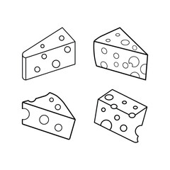 Swiss cheese in line art design Vector illustration